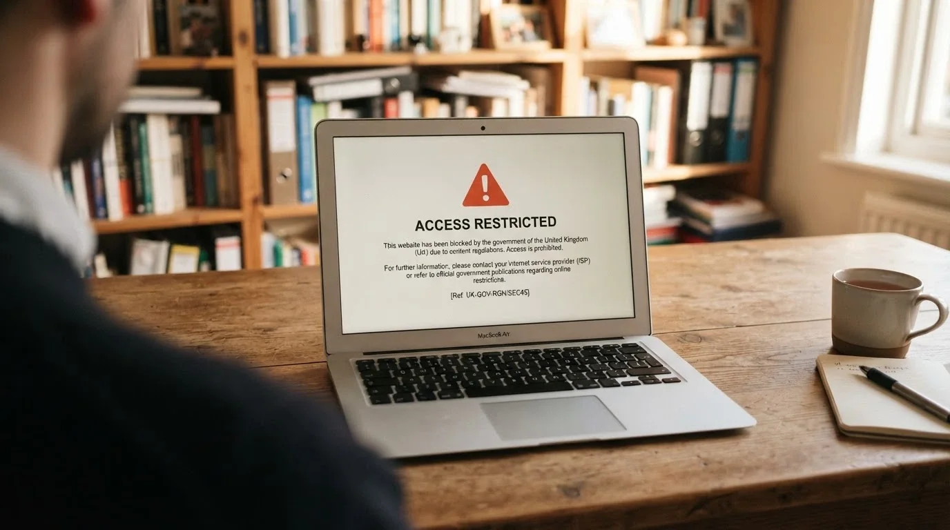 A browser window displaying the ACMA blocking notice that appears when an Australian ISP blocks an illegal gambling website, with the ACMA logo visible