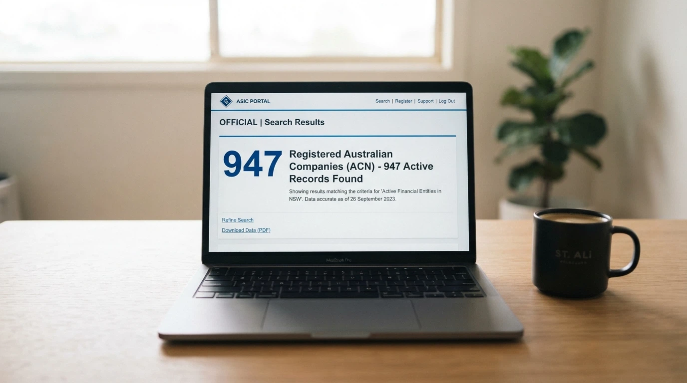 A browser window showing the ACMA website with a search result highlighting the number of blocked illegal gambling sites — 1,564 and counting