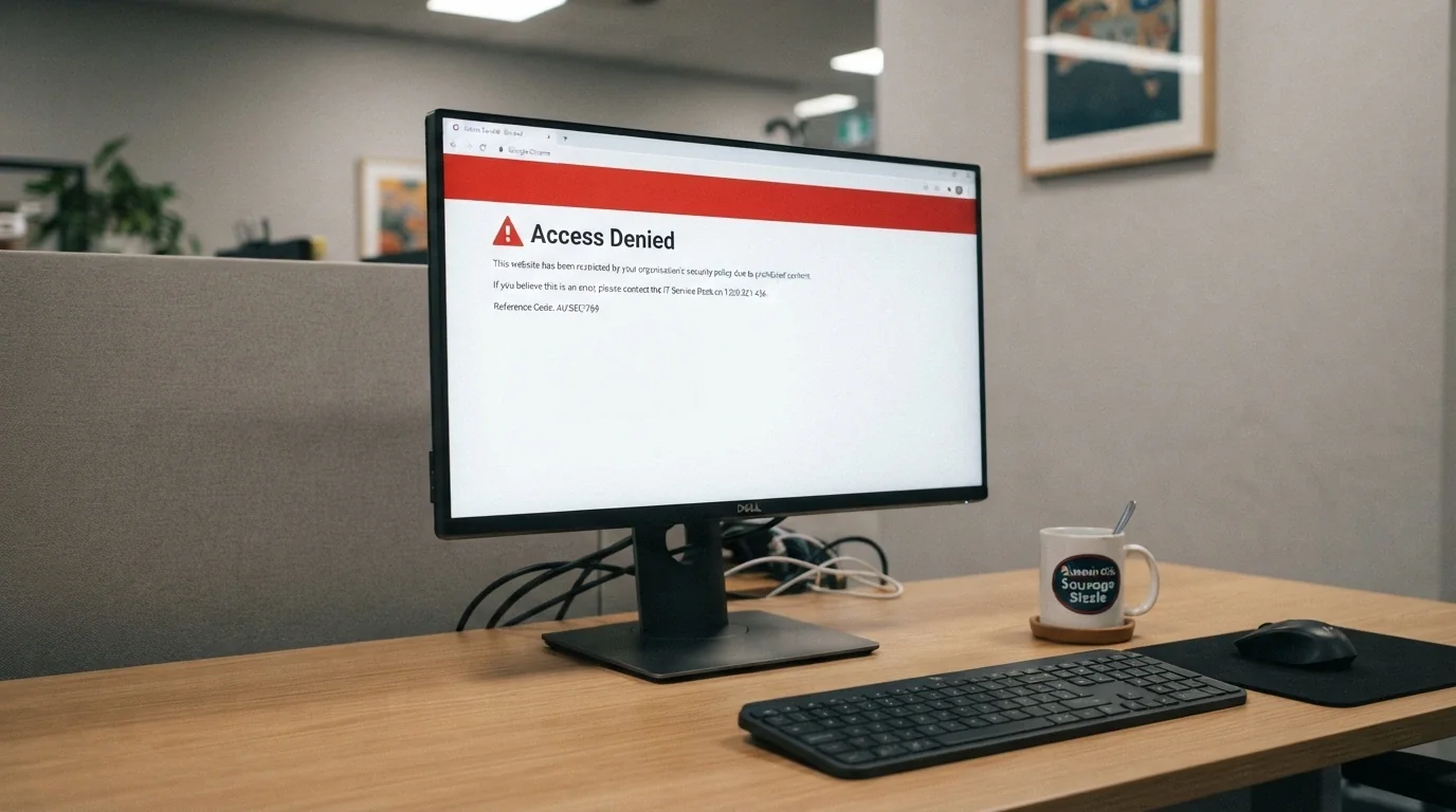 The ACMA website's blocked gambling sites notice page with the Commonwealth Coat of Arms visible, listing domains taken down