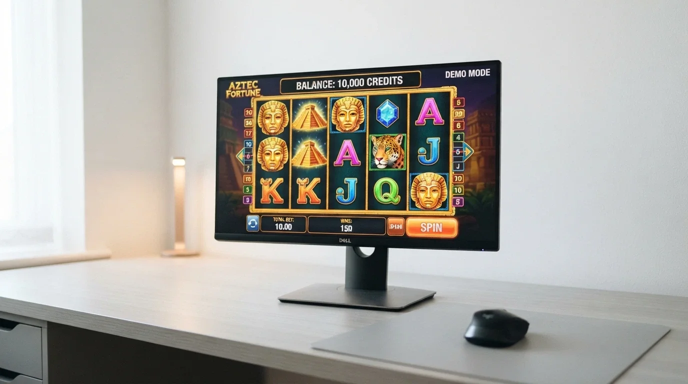 A Betsoft pokie running in demo mode with a play-money balance of 10,000 credits visible and no login or registration prompt on screen