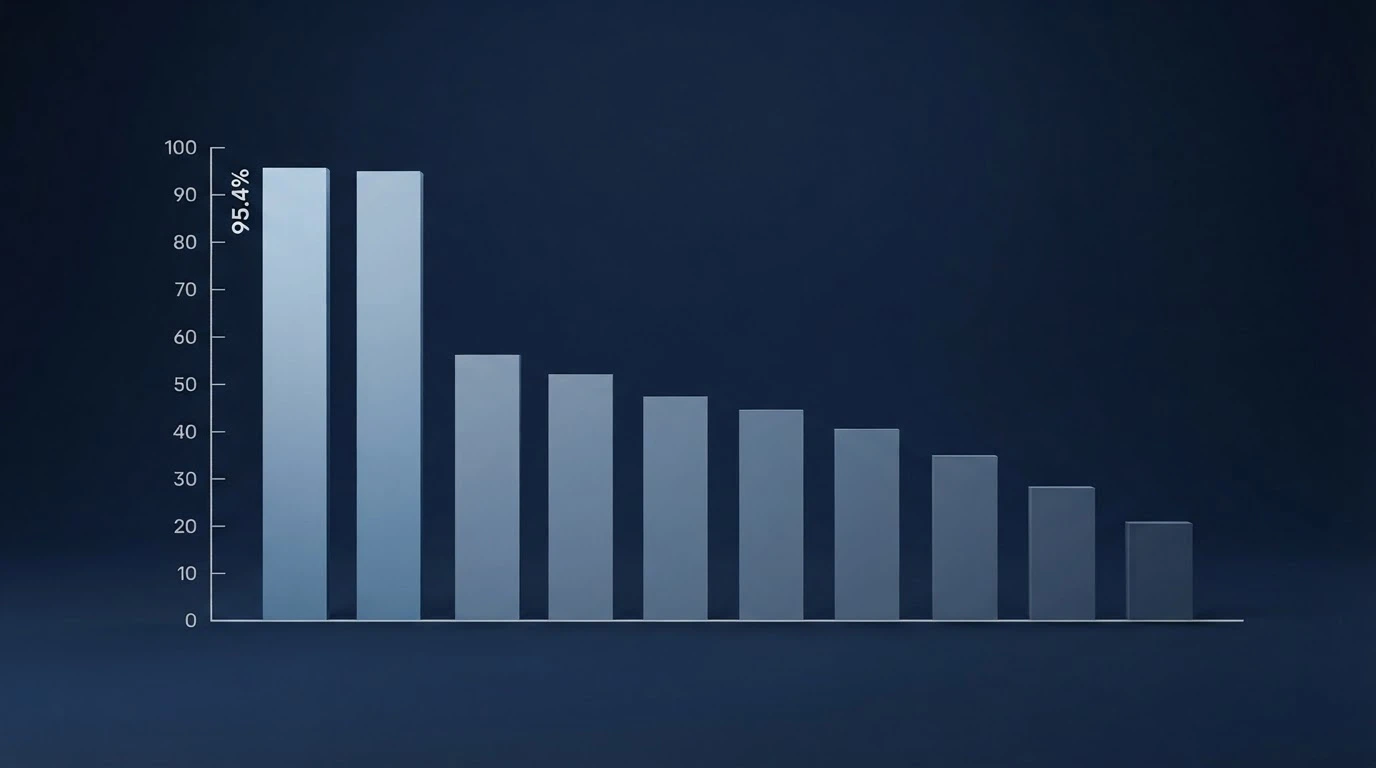 A visual ranking graphic showing ten casino-brand silhouettes arranged by market share, with the top two slightly separated from the pack
