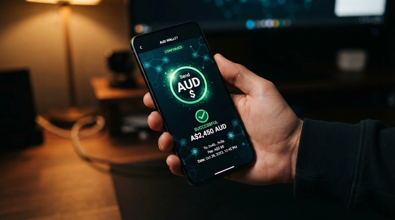 A digital wallet interface sending Ethereum to a casino deposit address, with a transaction confirmation overlay showing a timestamp