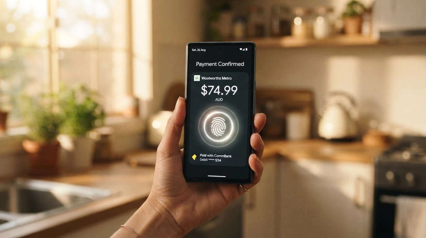 A smartphone showing an Apple Pay confirmation with FaceID authentication for a casino deposit
