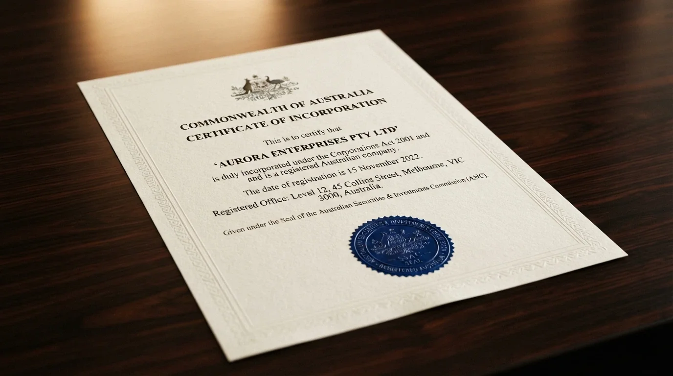 A close-up of a gaming licence document with the word “Curaçao” visible, lying on a dark desk