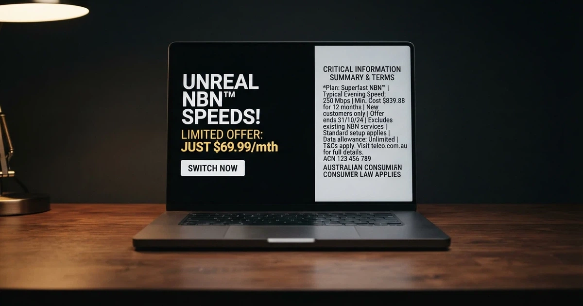 A laptop screen showing an online casino free-spins promotional banner with terms-and-conditions text highlighted beside it