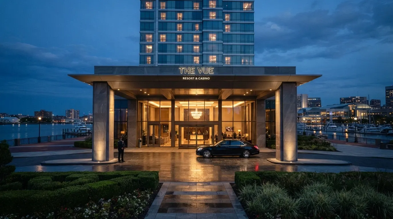 The exterior and entrance of The Star Grand Hotel at Queen's Wharf Brisbane